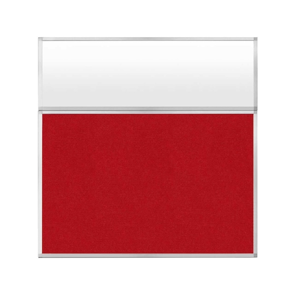 Hush Panel Configurable Cubicle Partition 6' x 6' W/ Window Red Fabric Frosted Window